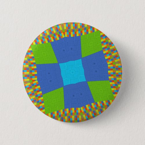 Baby eco green Checkered Blue cyan Pinback Button