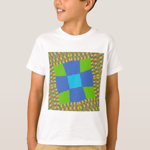 Baby eco green Checkered Blue cyan T_Shirt