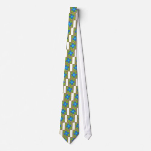 Baby eco green Checkered Blue cyan Tie