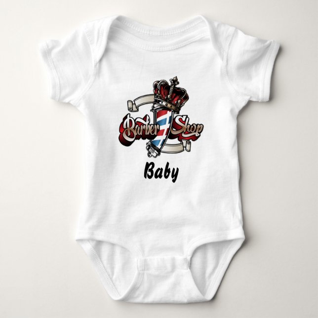 Baby Elegant Barber Pole and Crown Baby Bodysuit (Front)