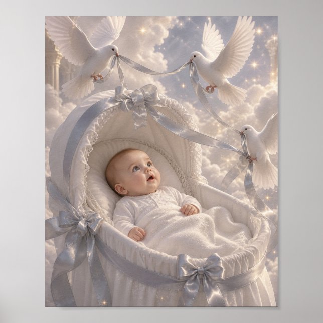 Baby - elegant doves decorating Bassinet Poster (Front)