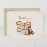 Baby Elegant Vintage Thank You Cute Teddy Bear Postcard