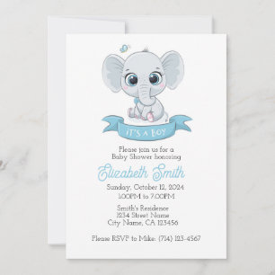 Baby Elelphant Baby Shower Invitation Template,