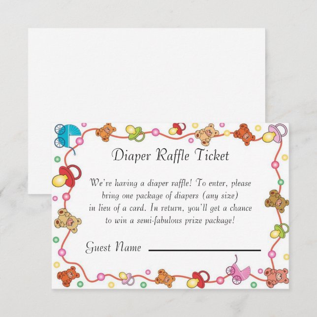 Baby Elements Baby Shower Diaper Raffle Card (Front/Back)