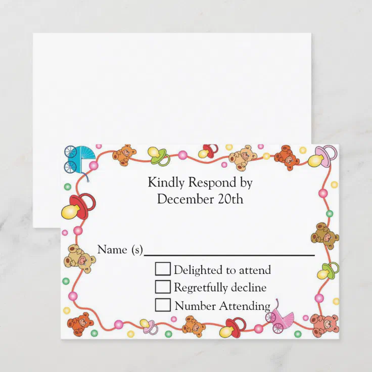 Baby Elements Baby Shower RSVP Card Zazzle