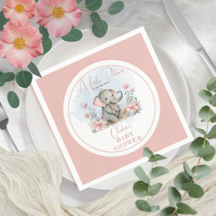 Baby Elephant A Little Peanut Girl Floral Shower Napkins