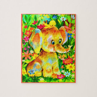 baby elephant and bird jigsaw puzzle