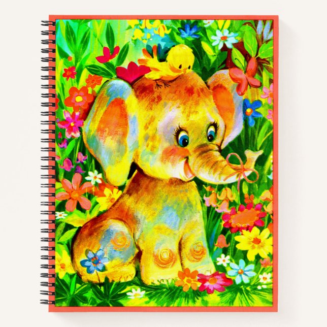 baby elephant and bird notebook (Front)