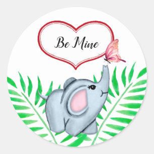 Baby Elephant And Butterfly Sticker