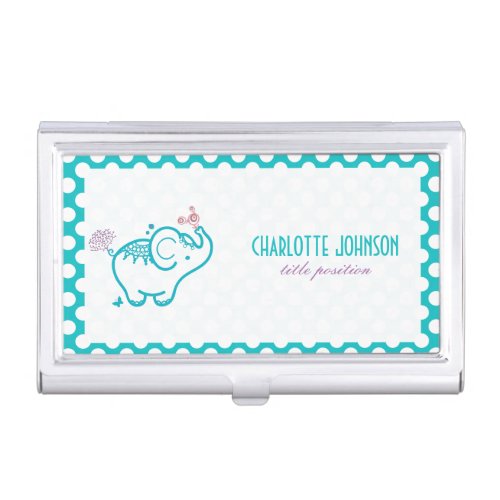 Baby Elephant And Flowers Business Card Holder