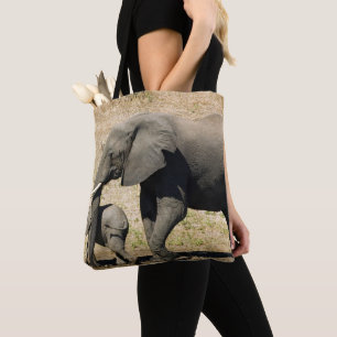 Baby Elephant And Mother Tote Bag