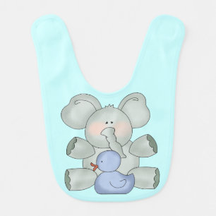 Baby Elephant Aqua Blue Boys Bib
