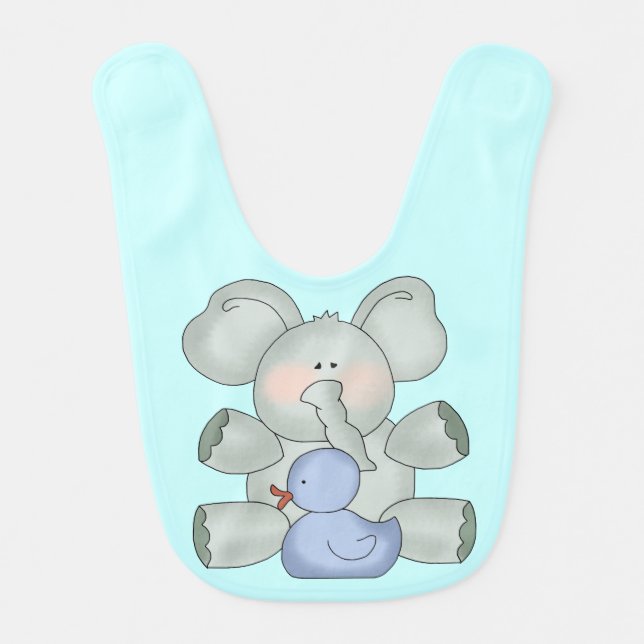 Baby Elephant Aqua Blue Boys Bib (Front)