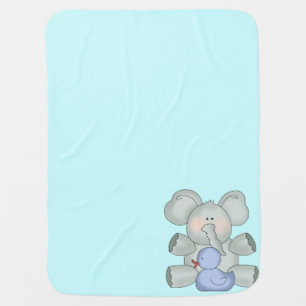 Baby Elephant Aqua Blue Boys Swaddle Blanket