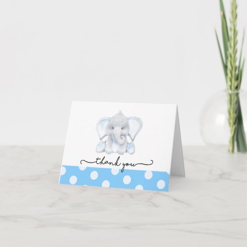 Baby Elephant Baby Boy Thank You Card