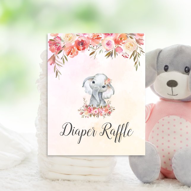 Baby Elephant Baby Shower Diaper Raffle Poster (Creator Uploaded)
