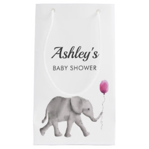 Baby Elephant Baby Shower Favor Gift Bag, Pink Small Gift Bag