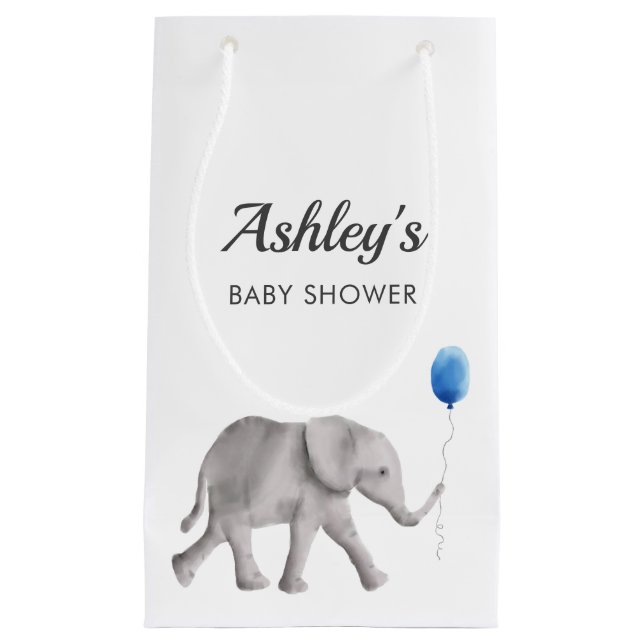 Baby Elephant Baby Shower Gift Bags for Favors (Front)
