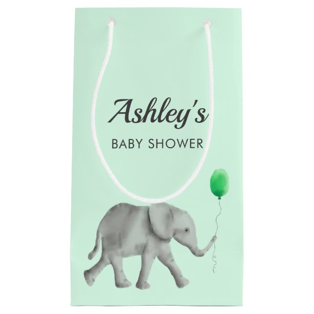 Baby Elephant Baby Shower Gift Bags for Favors (Front)