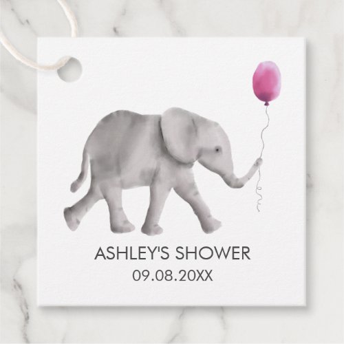 Baby Elephant Baby Shower Gift Tags Pink  Gray Favor Tags