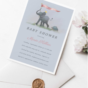 Baby elephant baby shower invitation