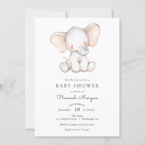 Baby Elephant baby shower invitation