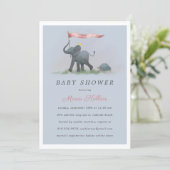 Baby elephant baby shower invitation (Standing Front)