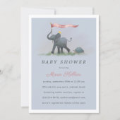 Baby elephant baby shower invitation (Front)