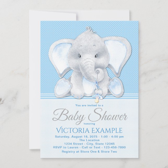 Baby Elephant Baby Shower Invitations (Front)