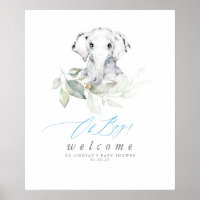 Baby Elephant Baby Shower Oh Boy Welcome Poster