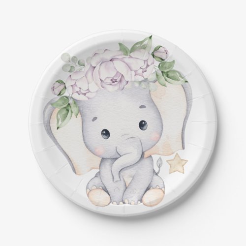 Baby Elephant Baby Shower Paper Plates