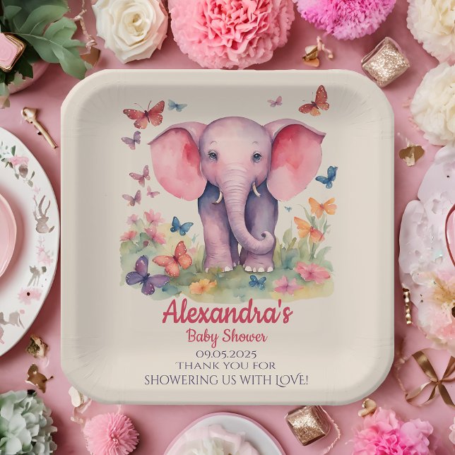 Baby Elephant Baby Shower  Paper Plates (Creator Uploaded)