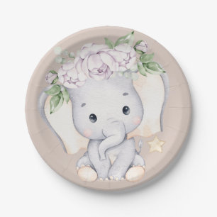 Baby Elephant Baby Shower Paper Plates