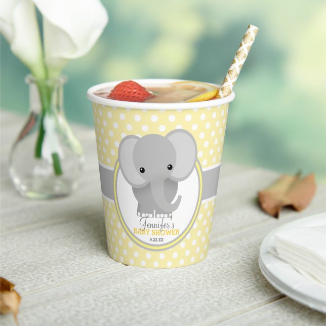 Baby Elephant Baby Shower Personalized Paper Cups (Insitu)