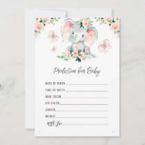 Baby Elephant Baby Shower Predictions for Baby Invitation