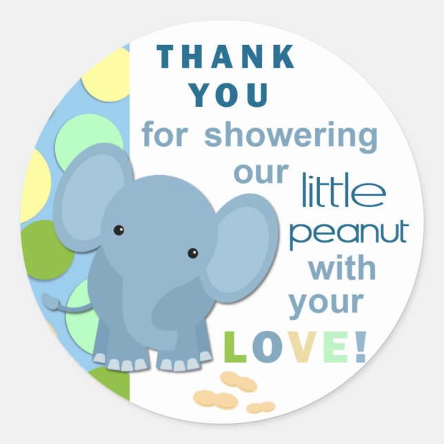 Baby Elephant Baby Shower Sticker (Front)