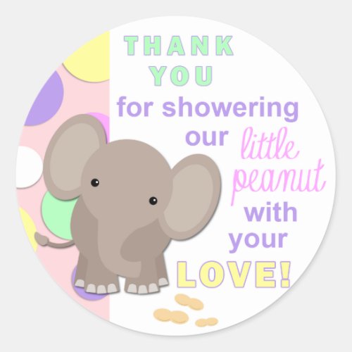 Baby Elephant Baby Shower Sticker Pink