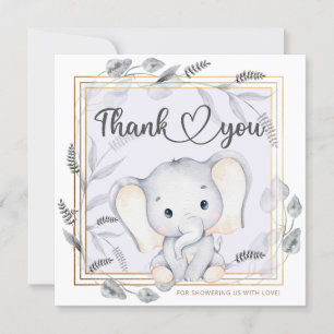 Baby elephant baby shower thank you card