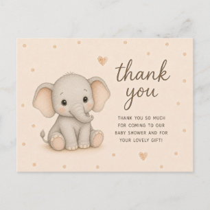 Baby Elephant Baby Shower Thank You Postcard