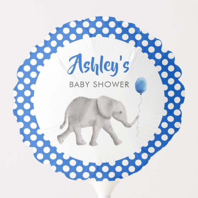 Baby Elephant Balloon, Blue Baby Shower Balloon (Front)