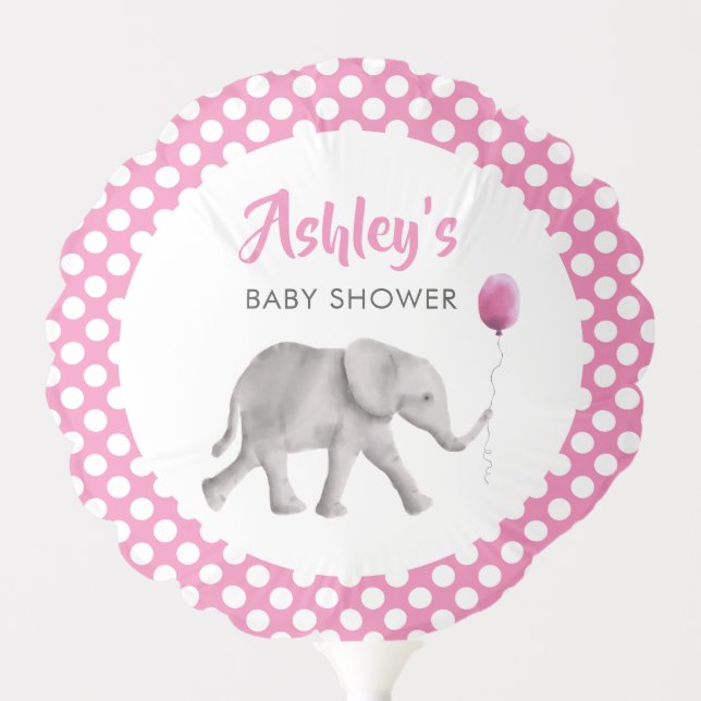 Baby Elephant Balloon, Pink Baby Shower Balloon (Front)