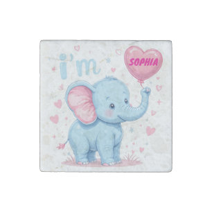 Baby Elephant balloon Stone Magnet