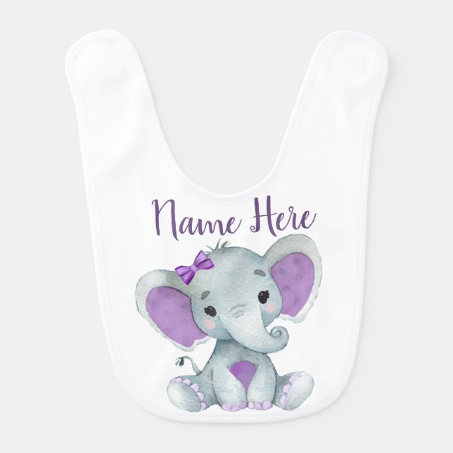 Baby elephant bib person;alized with name (Front)