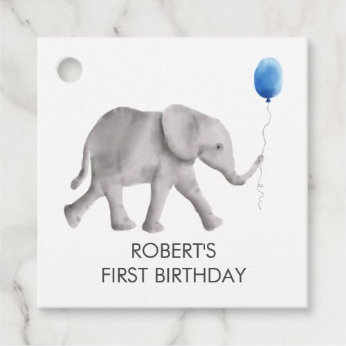 Baby Elephant Birthday Gift Tags Blue  Gray Favor Tags