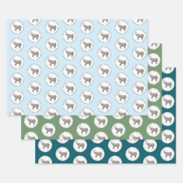 Baby Elephant Birthday Wrapping Paper Sheets (Set)