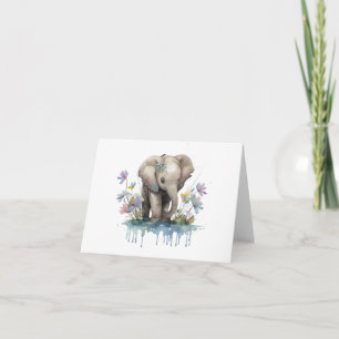 Baby Elephant Blank Card – Adorable New Baby