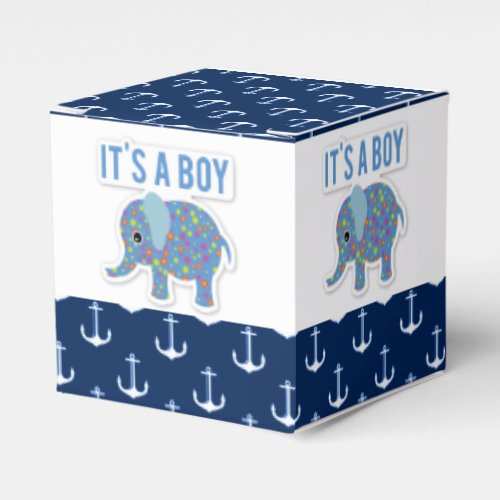 Baby Elephant Blue Anchors Favor Boxes