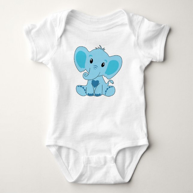 Baby, Elephant, Blue, Baby Bodysuit, DAM Creative, Bodysuit (Front)