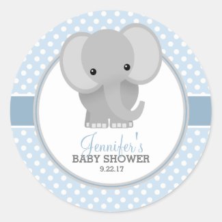 Baby Elephant (blue) Baby Shower Classic Round Sticker