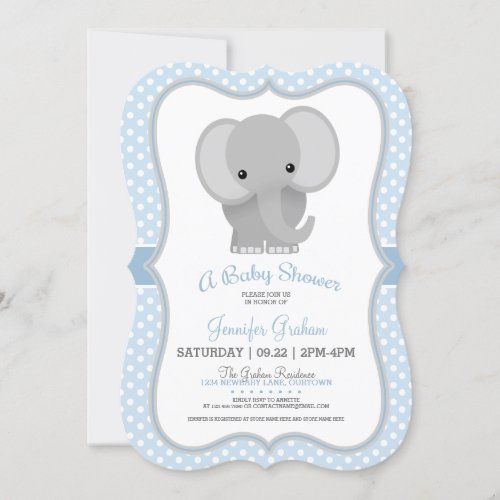 Baby Elephant blue Baby Shower Invitation